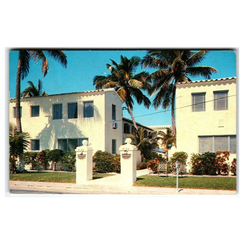 Ocean Side Hotel Miami Beach FL 1961 Postcard Hannau Color Palm Trees